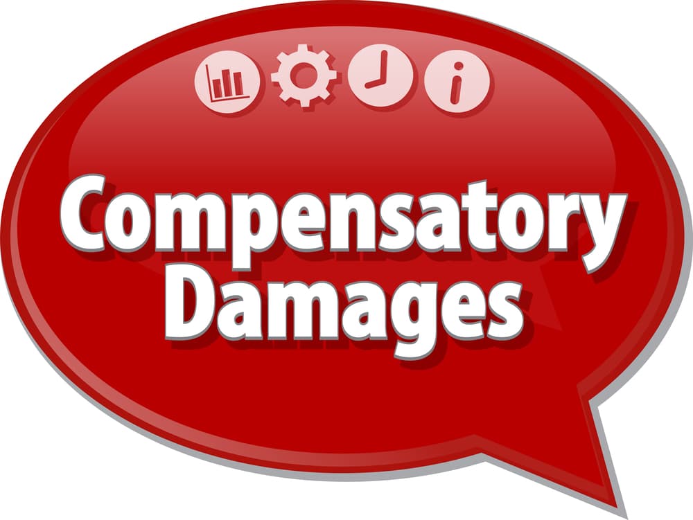 Illustrate a speech bubble featuring the business term "Compensatory Damages."